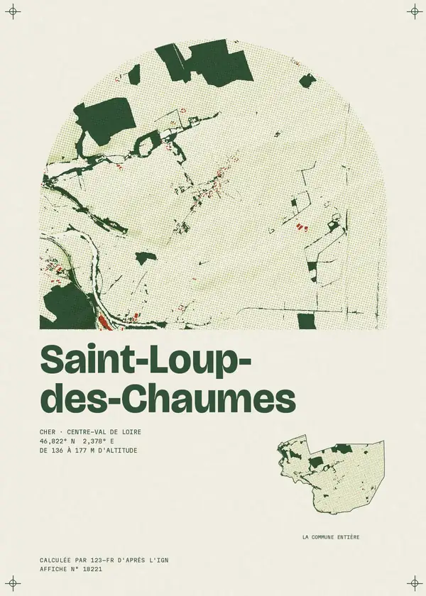 Affiche de Saint-Loup-des-Chaumes, calculée par 123-fr d'après l'IGN