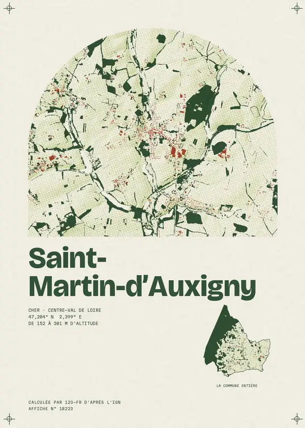 Affiche de Saint-Martin-d'Auxigny, calculée par 123-fr d'après l'IGN
