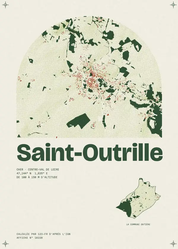 Affiche de Saint-Outrille, calculée par 123-fr d'après l'IGN
