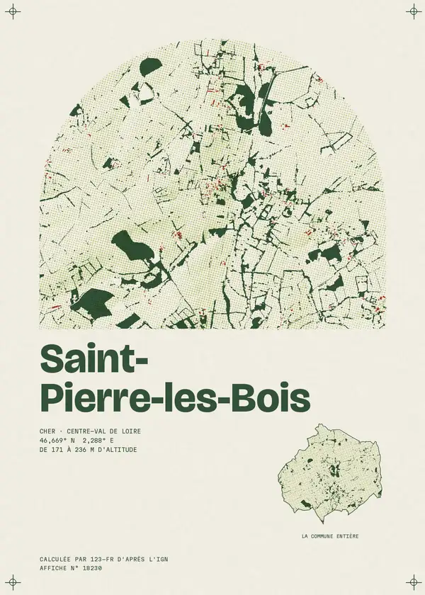 Affiche de Saint-Pierre-les-Bois, calculée par 123-fr d'après l'IGN