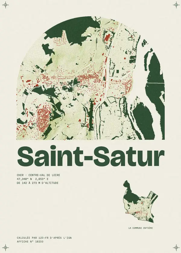 Affiche de Saint-Satur, calculée par 123-fr d'après l'IGN