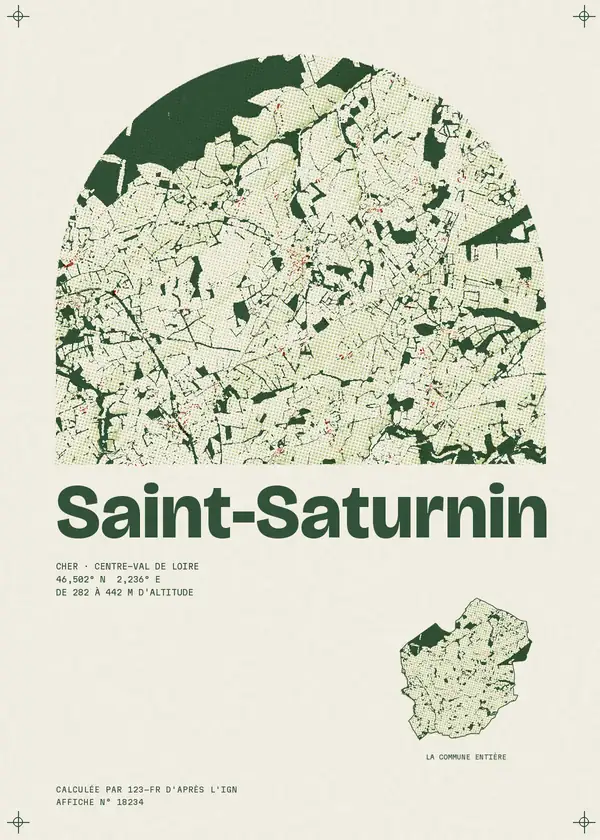 Affiche de Saint-Saturnin, calculée par 123-fr d'après l'IGN