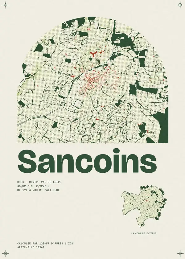 Affiche de Sancoins, calculée par 123-fr d'après l'IGN