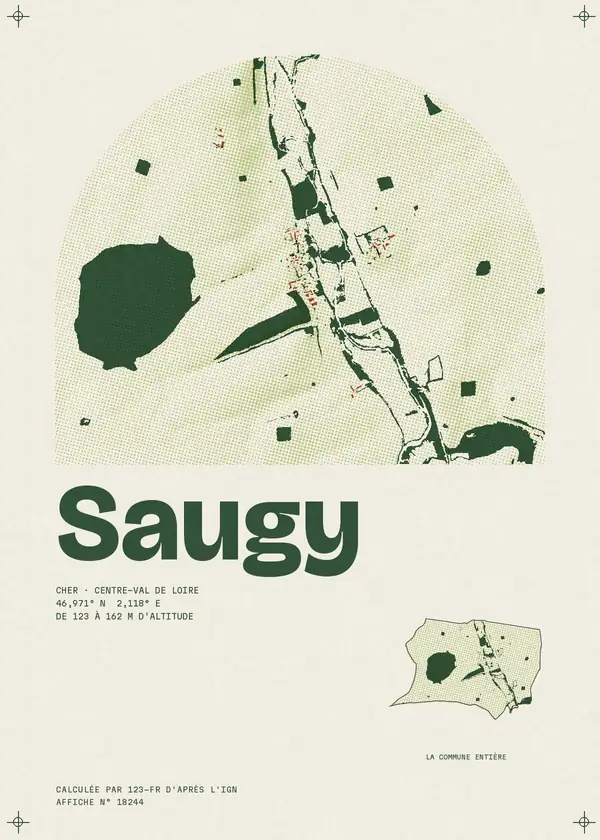 Affiche de Saugy, calculée par 123-fr d'après l'IGN