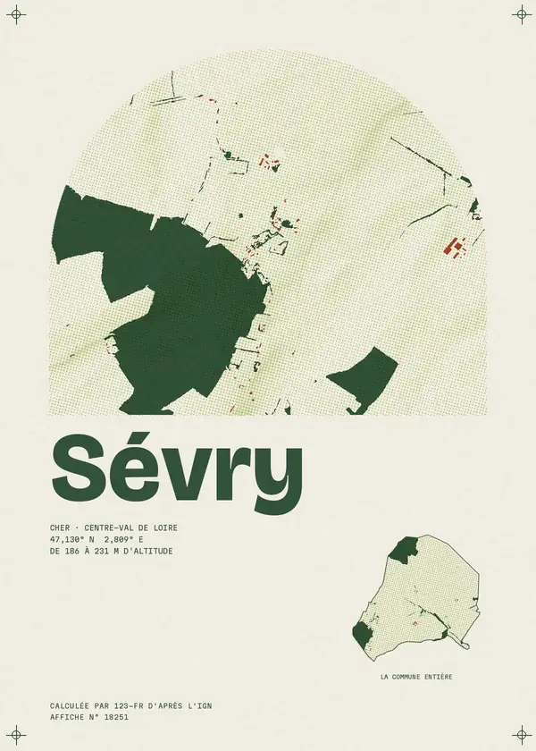 Affiche de Sévry, calculée par 123-fr d'après l'IGN