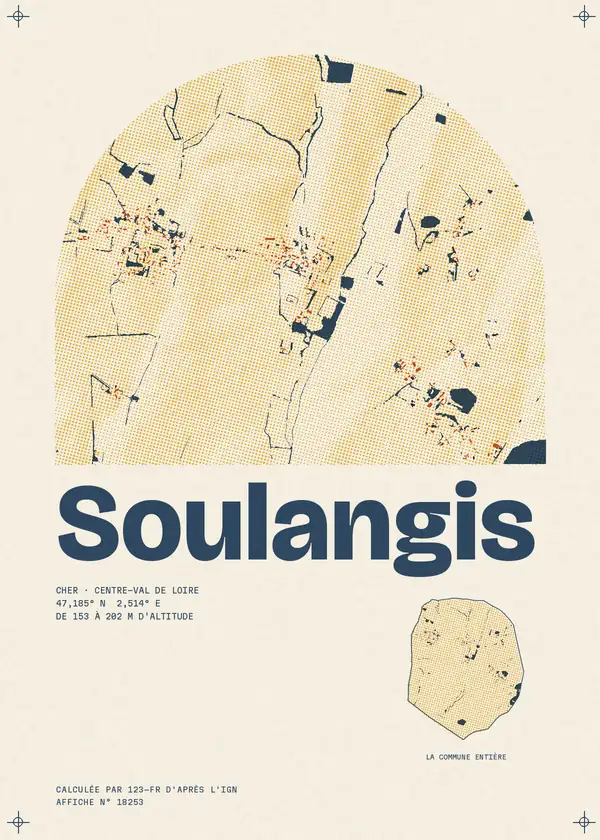 Affiche de Soulangis, calculée par 123-fr d'après l'IGN