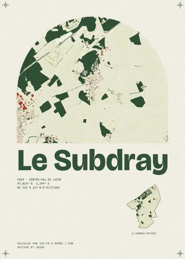 Affiche de Le Subdray, calculée par 123-fr d'après l'IGN