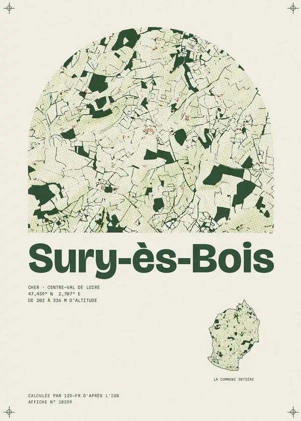 Affiche de Sury-ès-Bois, calculée par 123-fr d'après l'IGN