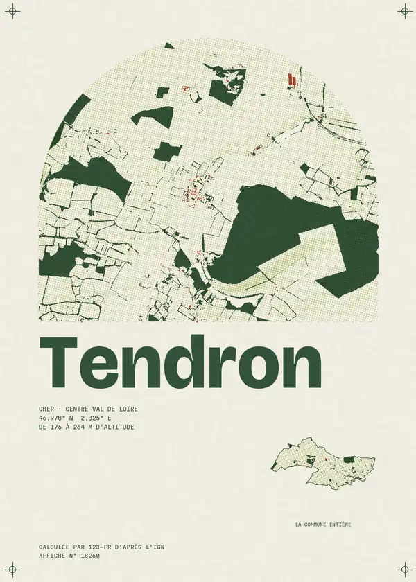 Affiche de Tendron, calculée par 123-fr d'après l'IGN