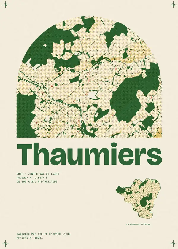 Affiche de Thaumiers, calculée par 123-fr d'après l'IGN
