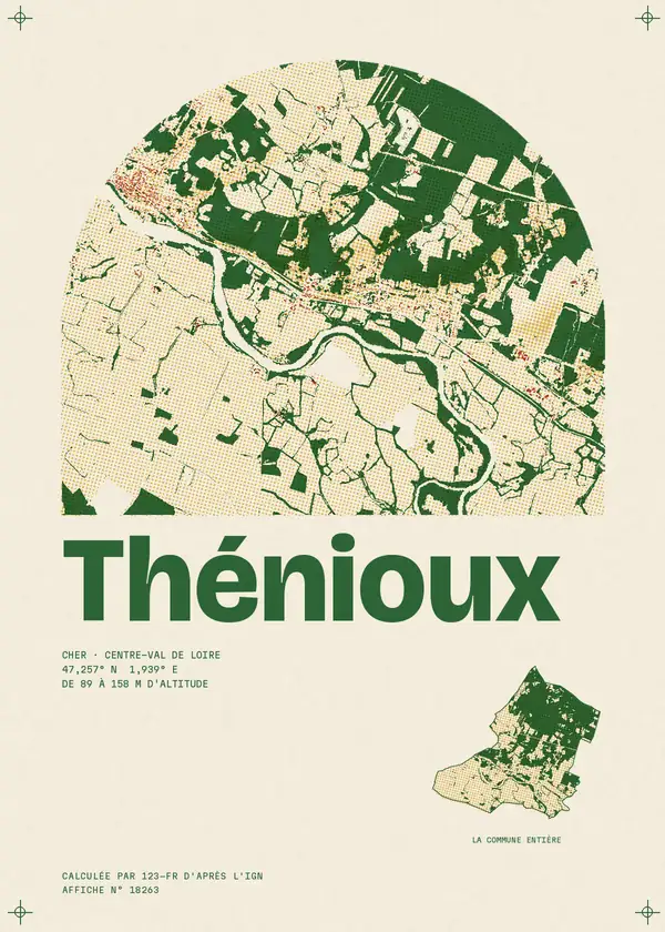 Affiche de Thénioux, calculée par 123-fr d'après l'IGN