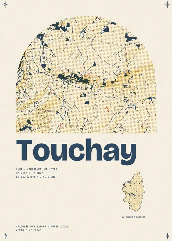 Affiche de Touchay, calculée par 123-fr d'après l'IGN