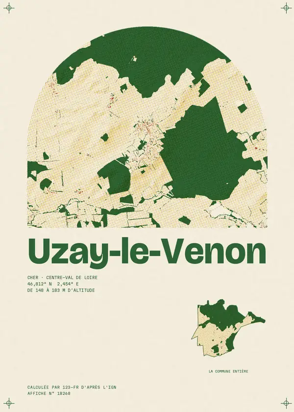 Affiche de Uzay-le-Venon, calculée par 123-fr d'après l'IGN