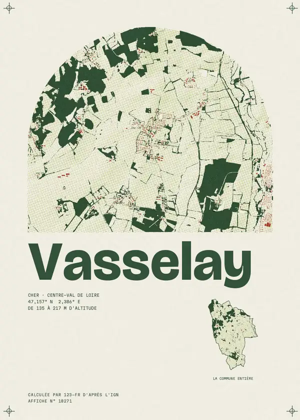 Affiche de Vasselay, calculée par 123-fr d'après l'IGN