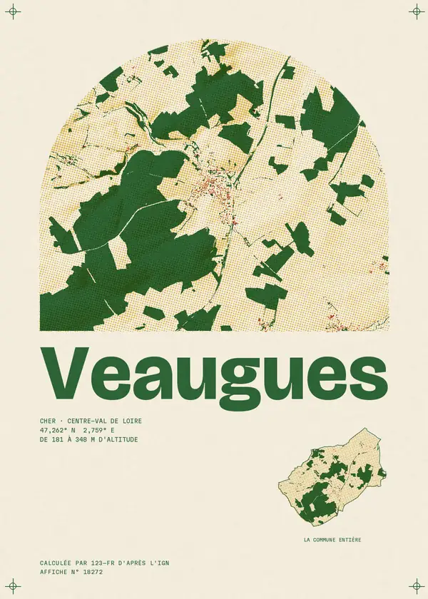 Affiche de Veaugues, calculée par 123-fr d'après l'IGN