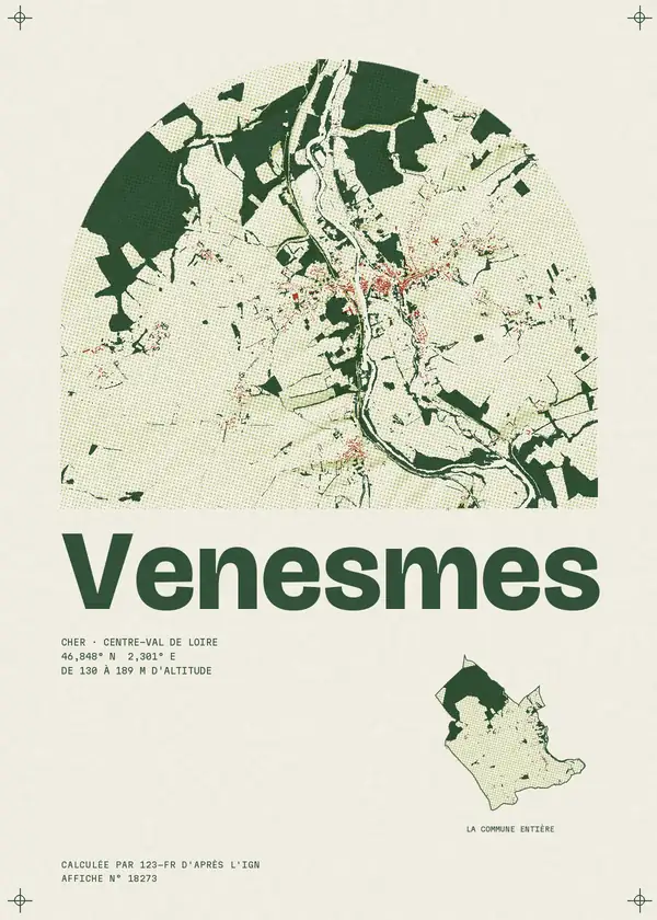 Affiche de Venesmes, calculée par 123-fr d'après l'IGN