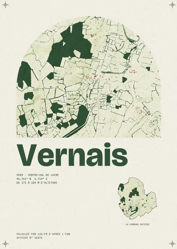 Affiche de Vernais, calculée par 123-fr d'après l'IGN