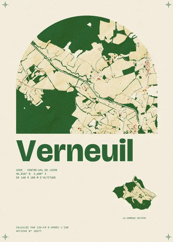 Affiche de Verneuil, calculée par 123-fr d'après l'IGN