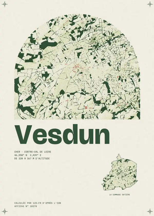 Affiche de Vesdun, calculée par 123-fr d'après l'IGN