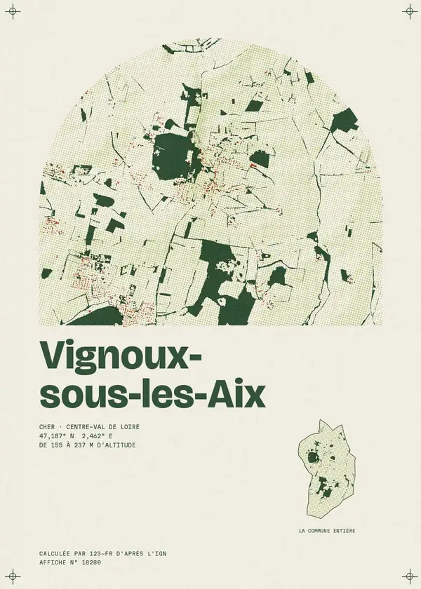 Affiche de Vignoux-sous-les-Aix, calculée par 123-fr d'après l'IGN