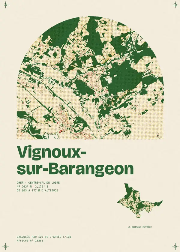 Affiche de Vignoux-sur-Barangeon, calculée par 123-fr d'après l'IGN