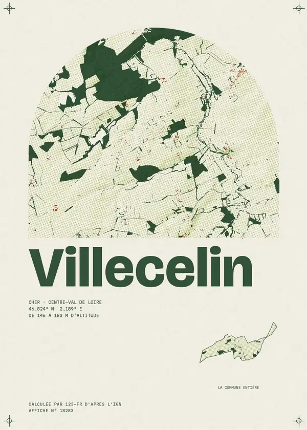 Affiche de Villecelin, calculée par 123-fr d'après l'IGN