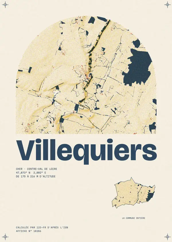 Affiche de Villequiers, calculée par 123-fr d'après l'IGN