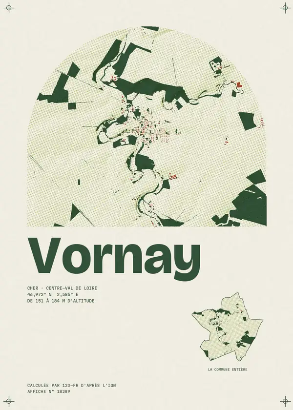 Affiche de Vornay, calculée par 123-fr d'après l'IGN