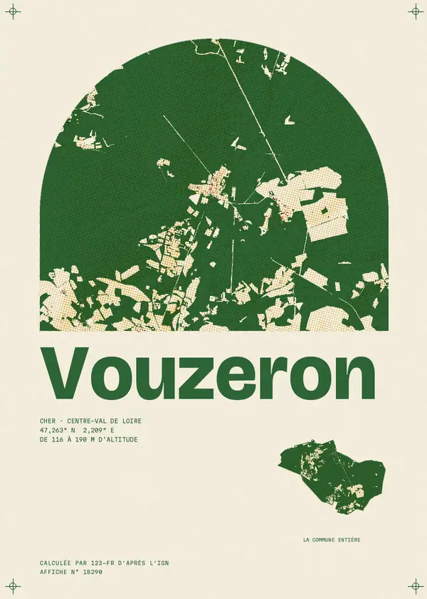 Affiche de Vouzeron, calculée par 123-fr d'après l'IGN