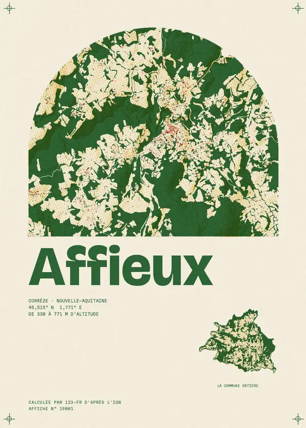 Affiche de Affieux, calculée par 123-fr d'après l'IGN