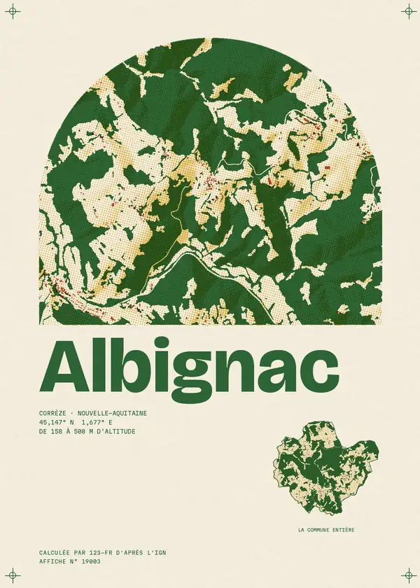 Affiche de Albignac, calculée par 123-fr d'après l'IGN