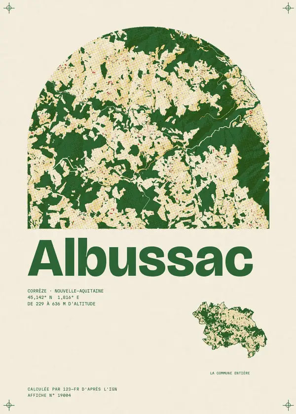 Affiche de Albussac, calculée par 123-fr d'après l'IGN