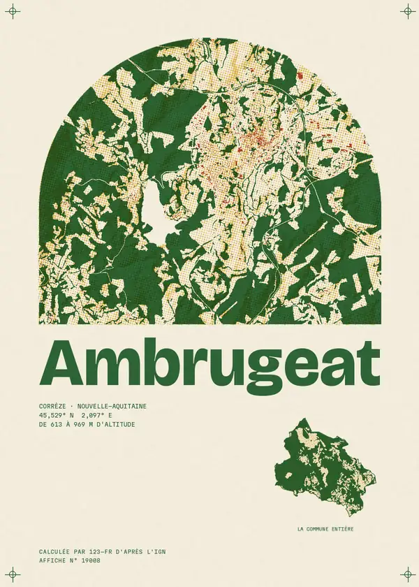 Affiche de Ambrugeat, calculée par 123-fr d'après l'IGN