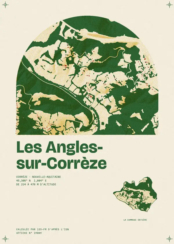 Affiche de Les Angles-sur-Corrèze, calculée par 123-fr d'après l'IGN