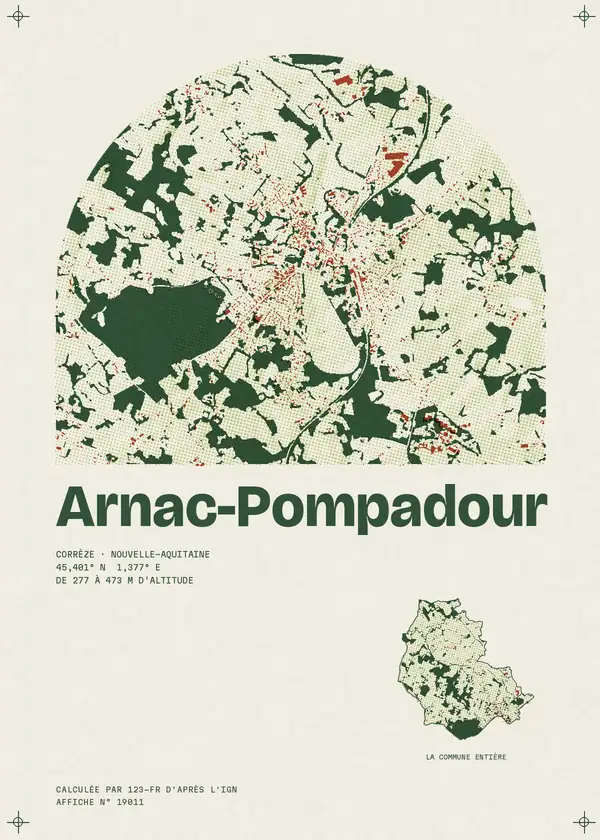 Affiche de Arnac-Pompadour, calculée par 123-fr d'après l'IGN