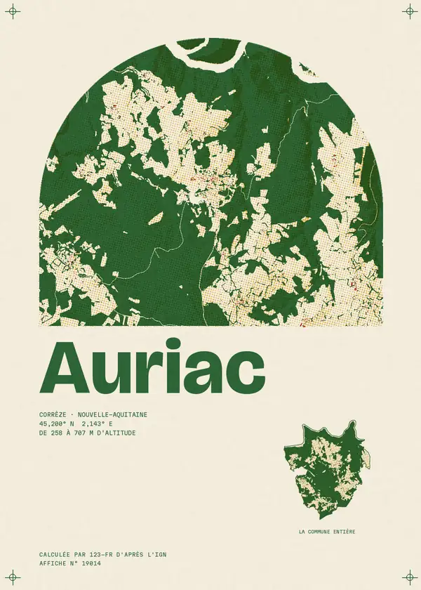Affiche de Auriac, calculée par 123-fr d'après l'IGN