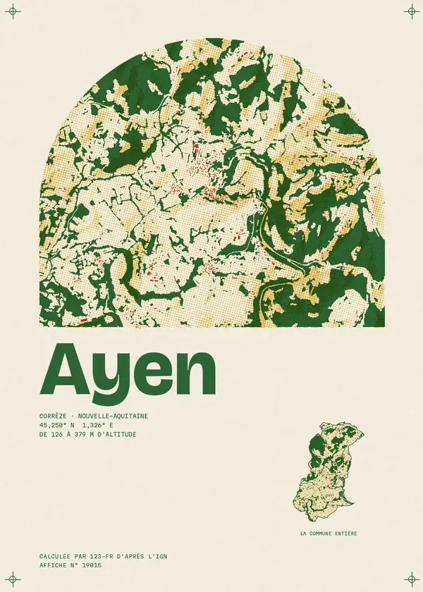Affiche de Ayen, calculée par 123-fr d'après l'IGN