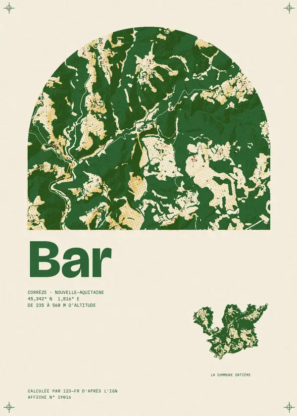 Affiche de Bar, calculée par 123-fr d'après l'IGN