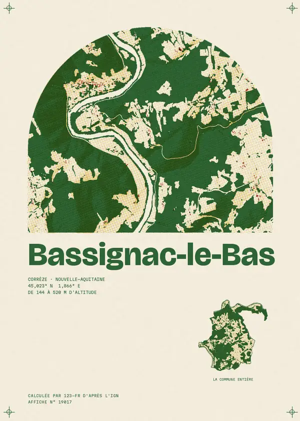 Affiche de Bassignac-le-Bas, calculée par 123-fr d'après l'IGN