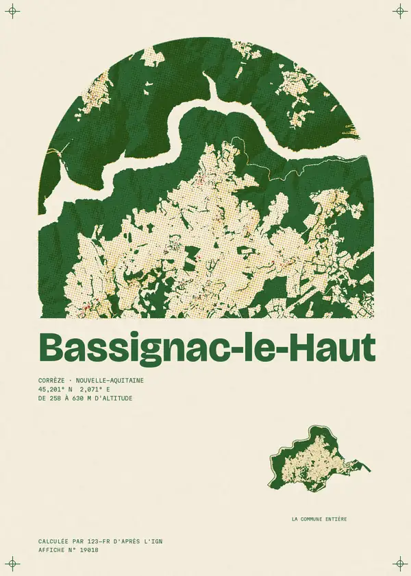 Affiche de Bassignac-le-Haut, calculée par 123-fr d'après l'IGN