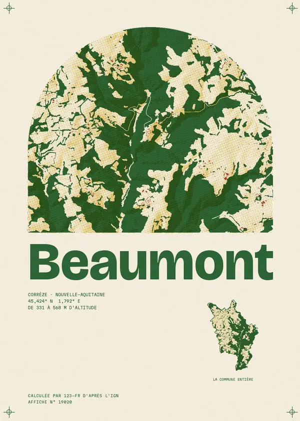 Affiche de Beaumont, calculée par 123-fr d'après l'IGN