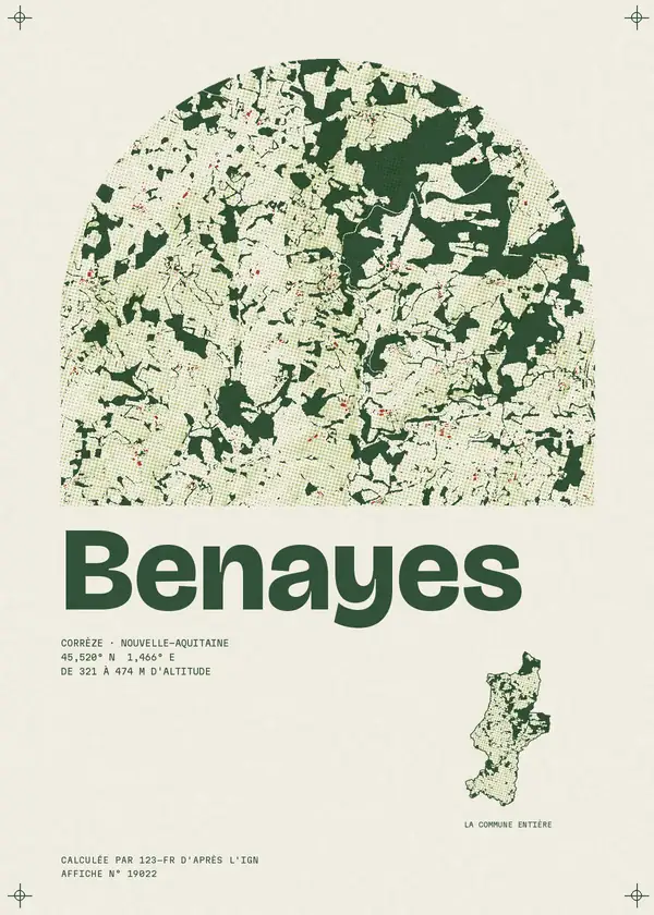 Affiche de Benayes, calculée par 123-fr d'après l'IGN