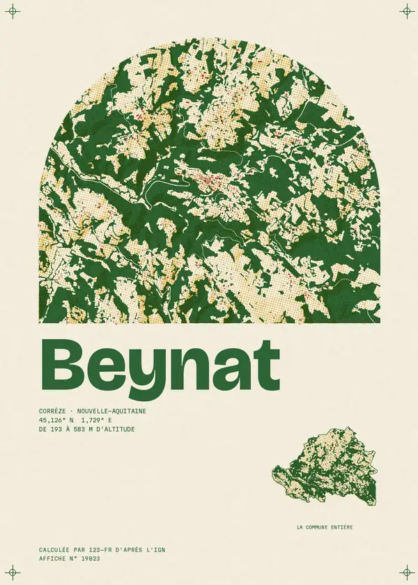 Affiche de Beynat, calculée par 123-fr d'après l'IGN