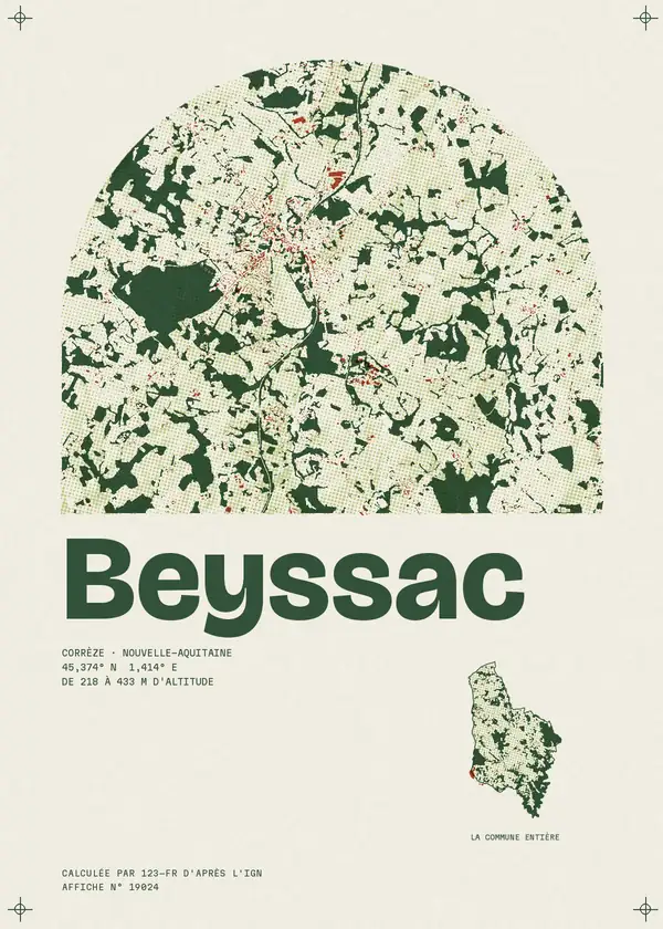 Affiche de Beyssac, calculée par 123-fr d'après l'IGN