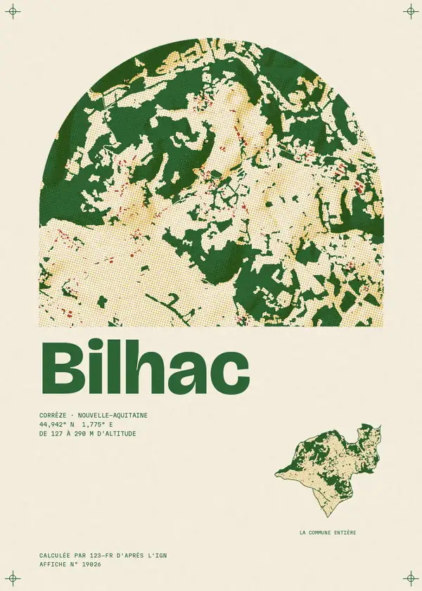 Affiche de Bilhac, calculée par 123-fr d'après l'IGN
