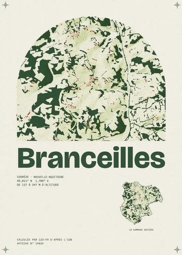 Affiche de Branceilles, calculée par 123-fr d'après l'IGN