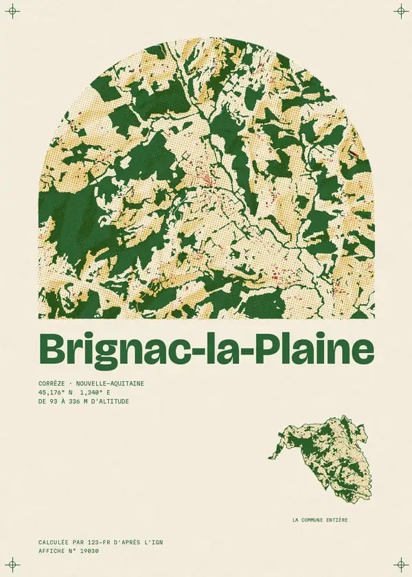 Affiche de Brignac-la-Plaine, calculée par 123-fr d'après l'IGN
