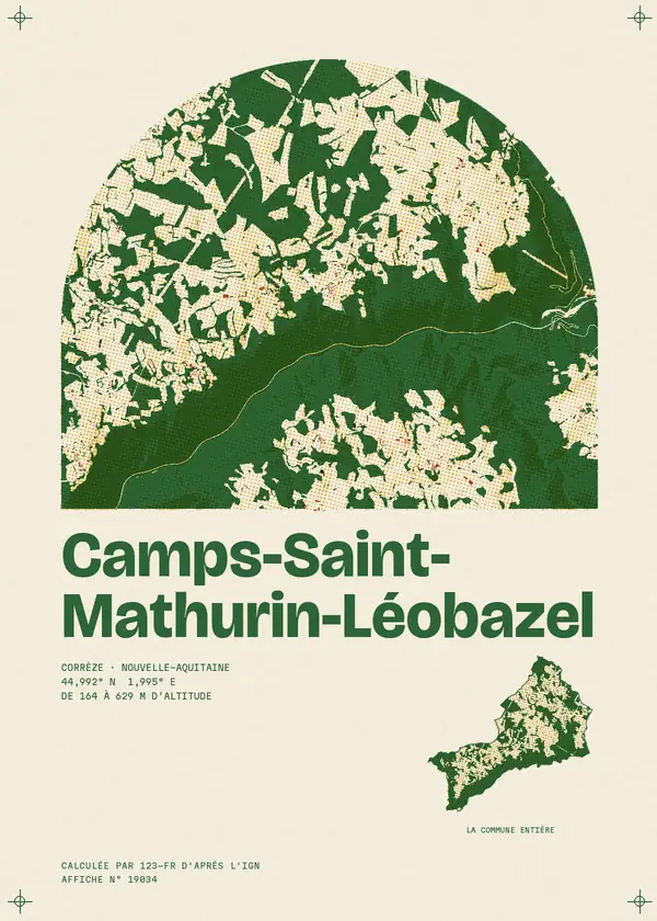 Affiche de Camps-Saint-Mathurin-Léobazel, calculée par 123-fr d'après l'IGN