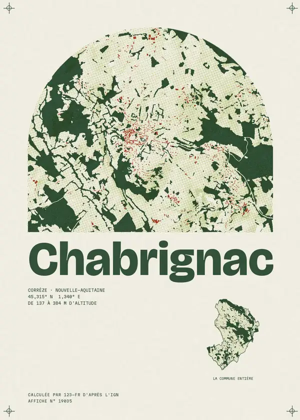 Affiche de Chabrignac, calculée par 123-fr d'après l'IGN