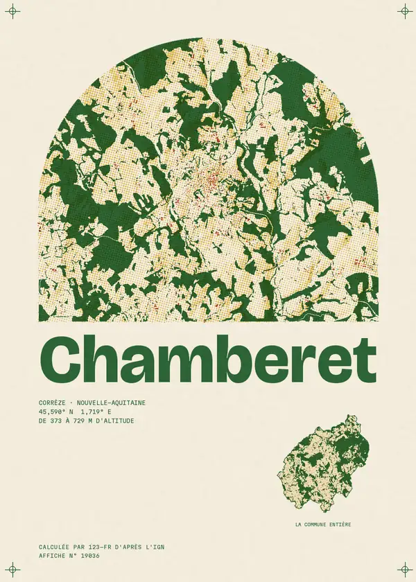 Affiche de Chamberet, calculée par 123-fr d'après l'IGN